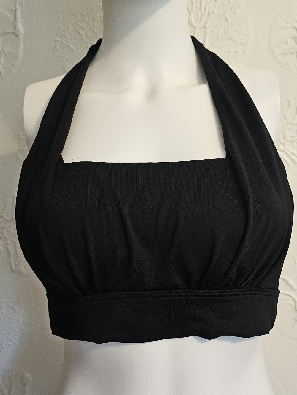 Lands' End Black Halter Bikini Top  Textured Women's NWT XS